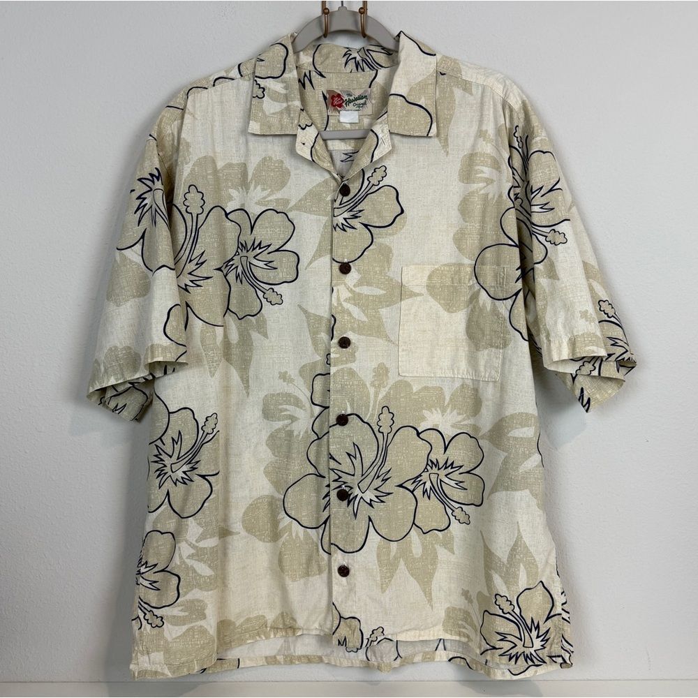 Hilo Hattie Beige Hawaiian Aloha Shirt 2XL